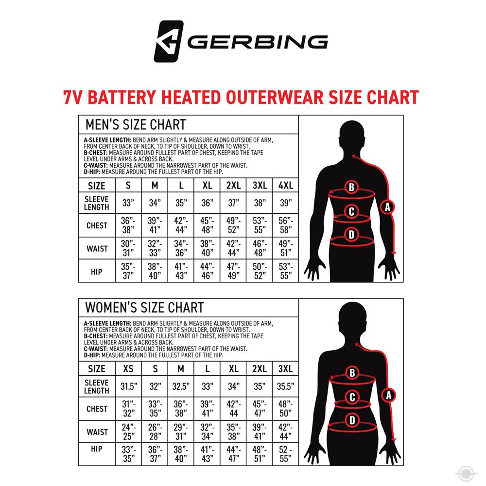 Gerbing Size Chart 2.0 Outerwear